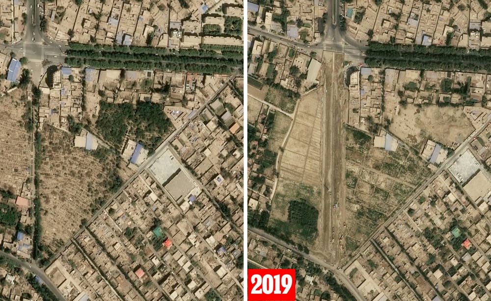 Teywizim cemetery in Hotan (before and after)