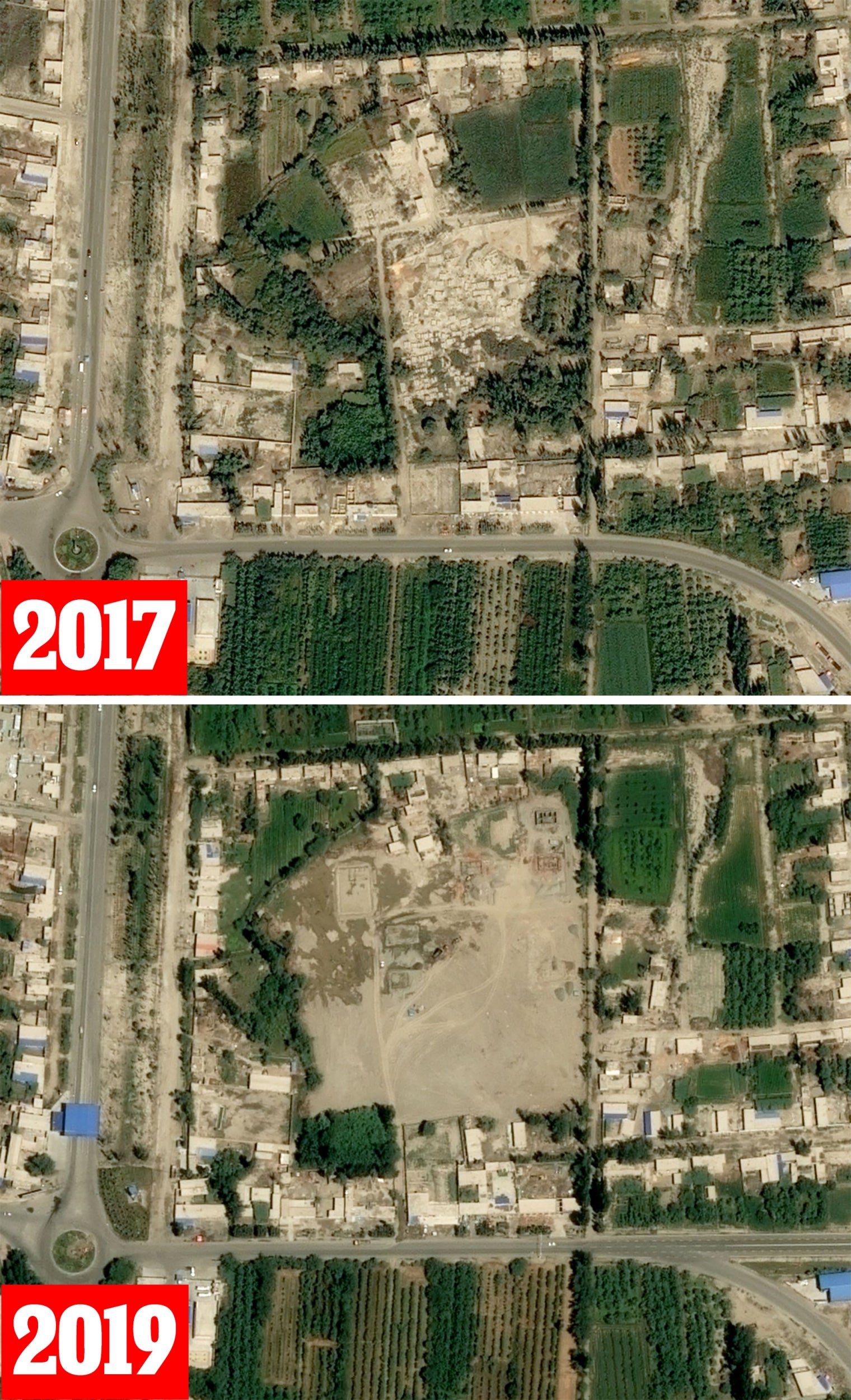 A cemetery in Xayar (before and after)