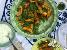 How to make roast pumpkin with green chilli and lime yoghurt