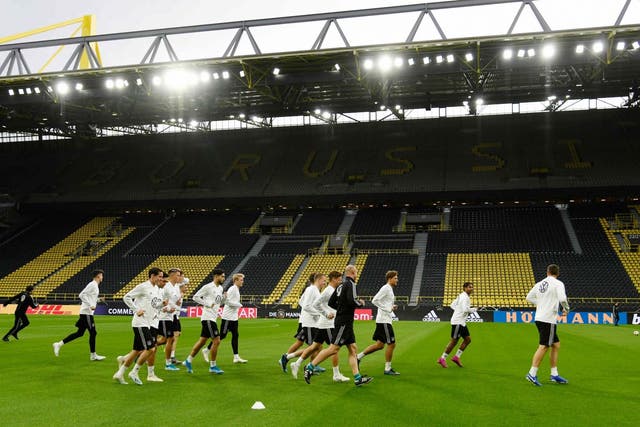 Germany's players attend a training session