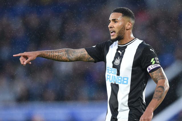 Jamaal Lascelles of Newcastle United gestures