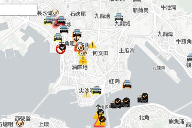 Authorities claim the app (pictured) was being used by protesters to attack police