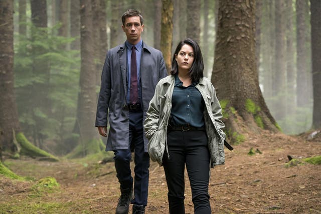 On the trail: Killian Scott (Rob Reilly) and Sarah Greene (Cassie Maddox) in ‘Dublin Murders’ 