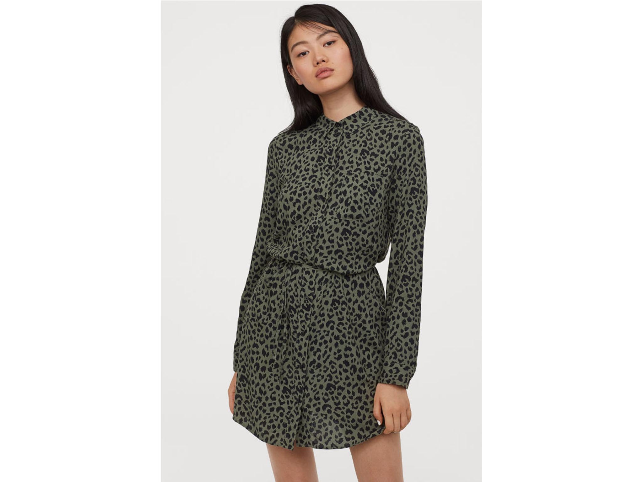 green leopard print dress zara