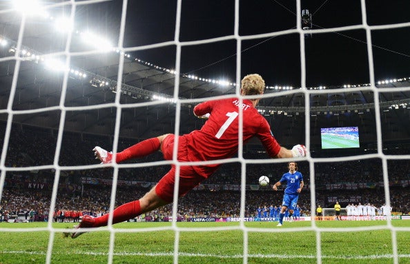 Andrea Pirlo produces a Panenka penalty as England knockout Italy at Euro 2012