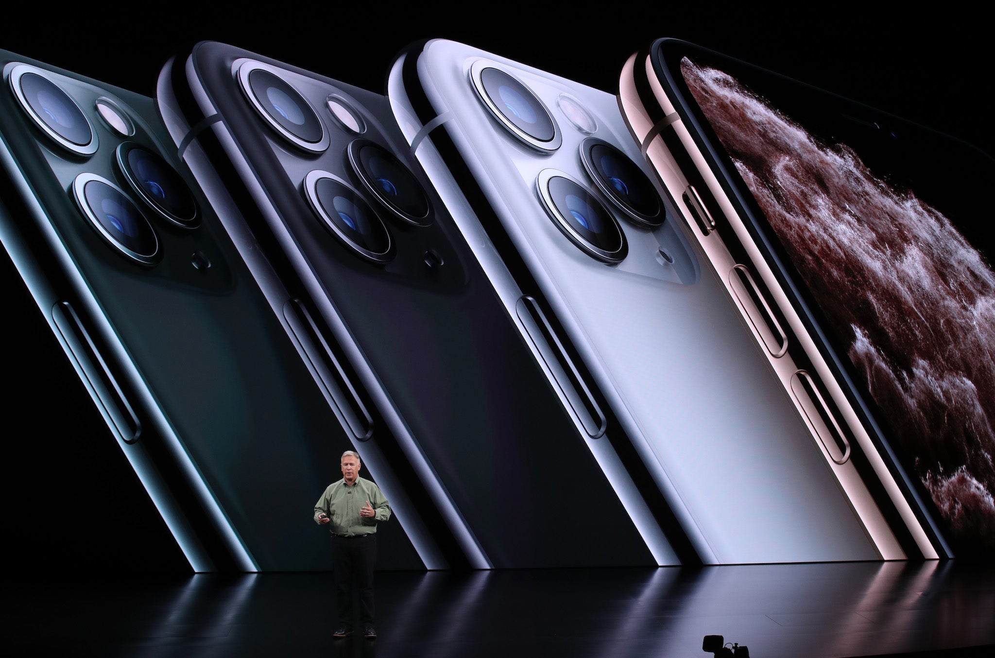 Apple's senior vice president of worldwide marketing Phil Schiller talks about the new iPhone 11 Pro during a special event on September 10, 2019 in the Steve Jobs Theater on Apple's Cupertino, California campus