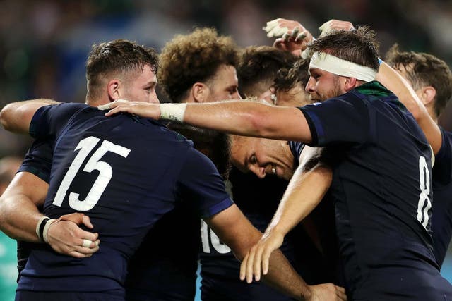 Scotland players celebrate victory