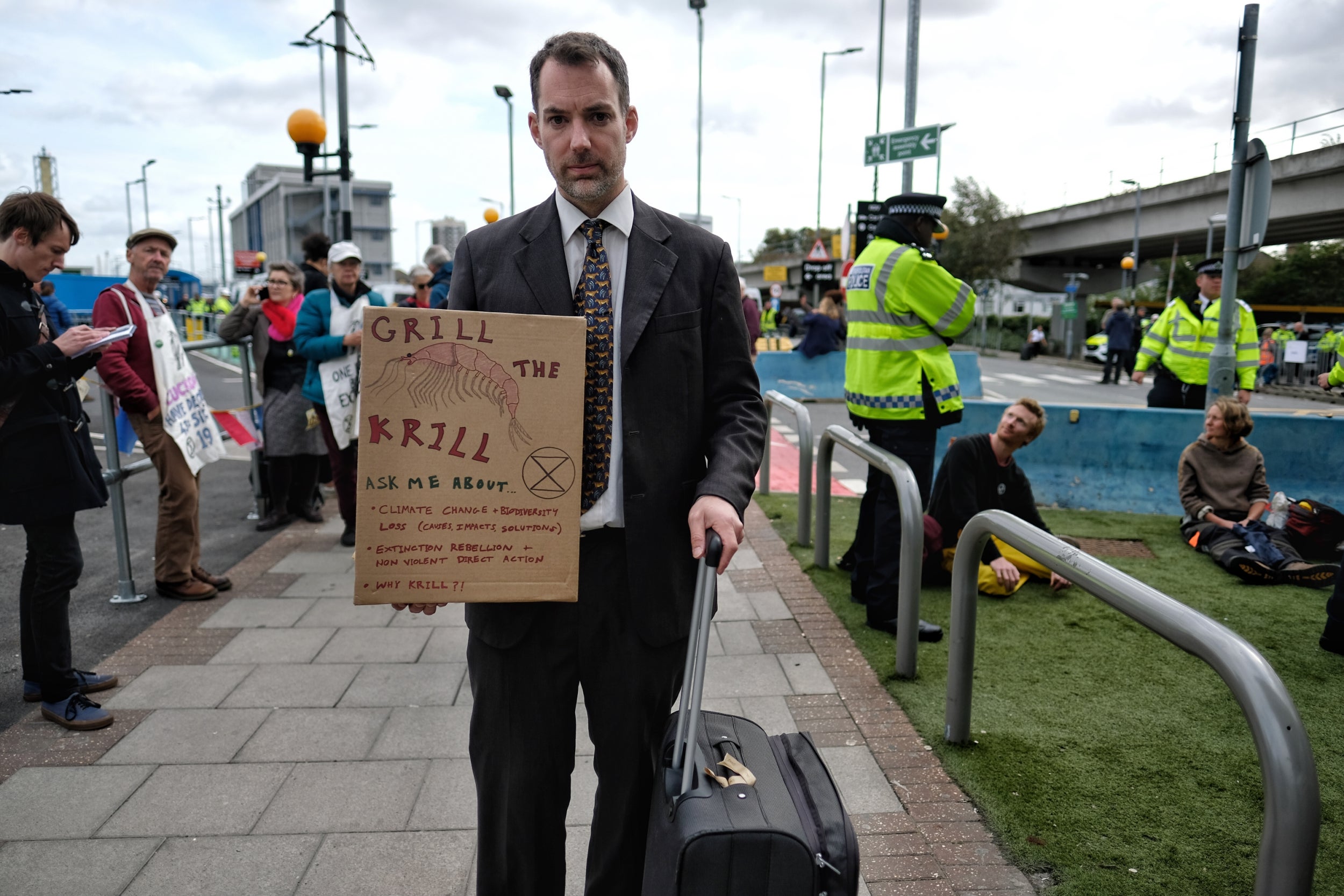 Extinction Rebellion protests at London City airport last week