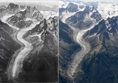 Mont Blanc climate change impact revealed in photos 100 years apart