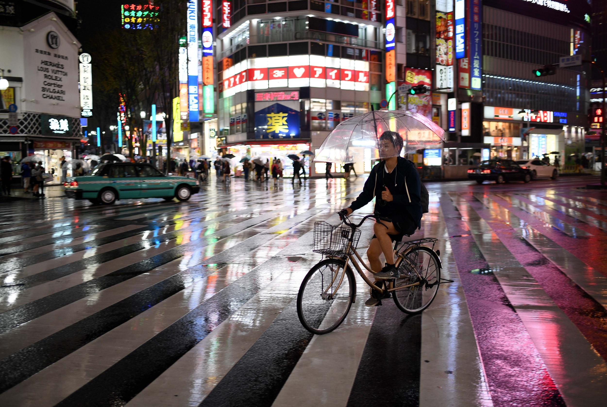 The worst of the storm had passed Tokyo by midnight on Saturday (AFP via Getty)