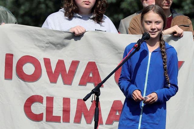 Climate activist Greta spoke at the climate strike in Iowa on 4 October