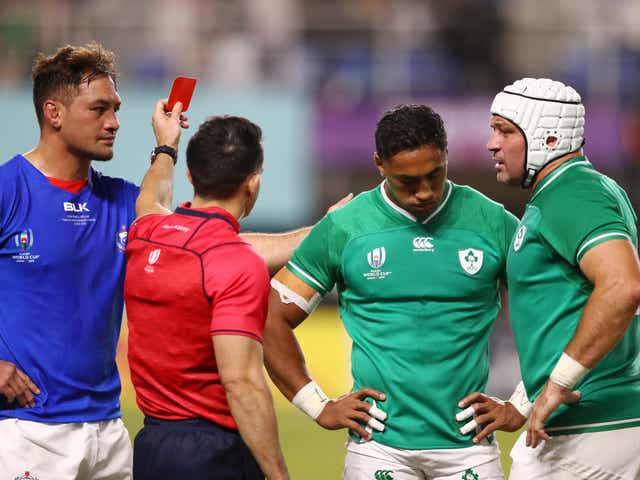 Bundee Aki was sent off for a high tackle