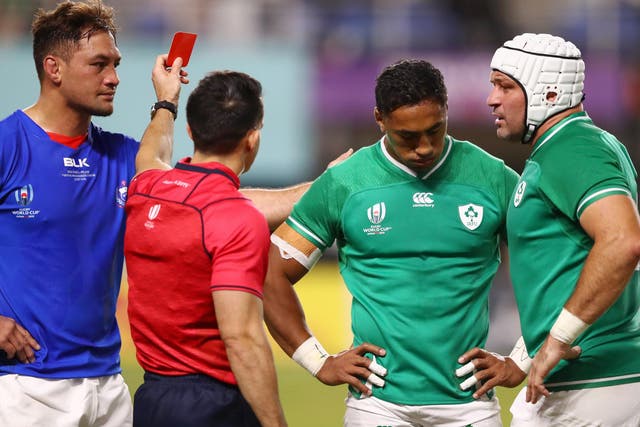 Bundee Aki was sent off for a high tackle