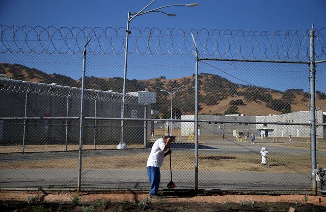 An inmate pictured outisde the California State Prison in Solano, Vacaville