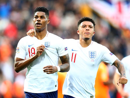 Marcus Rashford and Jadon Sancho celebrate