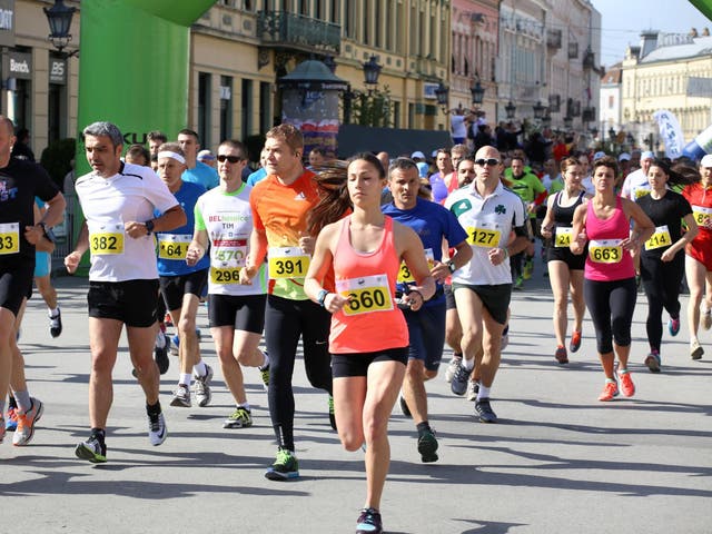 Stock image of runners during race.