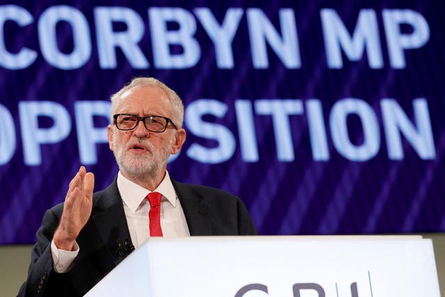 Labour Party leader Jeremy Corbyn addresses delegates at the annual Confederation of British Industry (CBI) conference in central London, on 19 November, 2018.