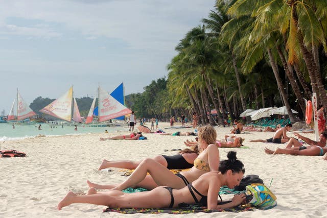Boracay island in Malay town, Aklan province in central Philippines