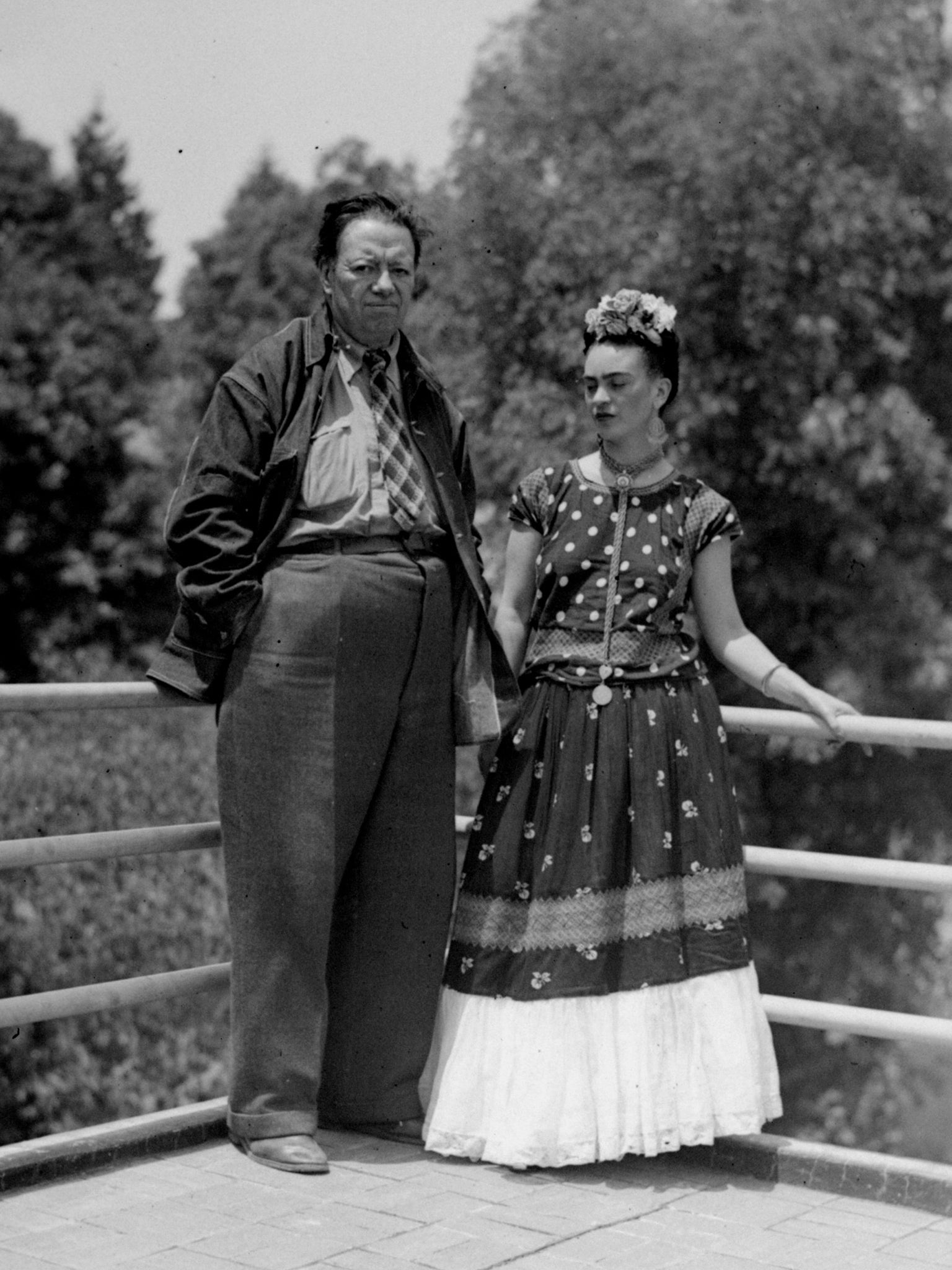 Diego Rivera and Frida Kahlo at their home in Mexico City