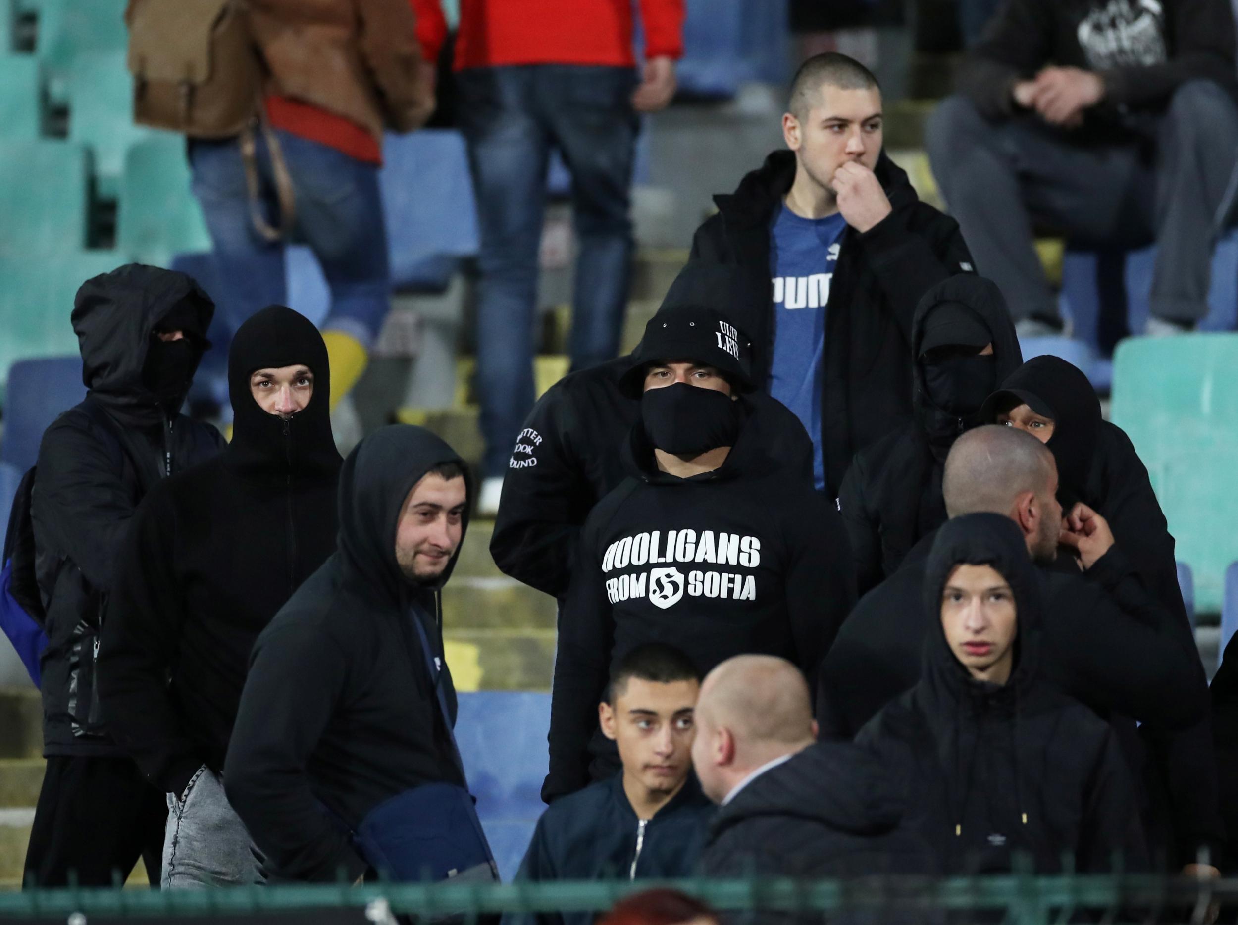 Bulgaria fans watching the match