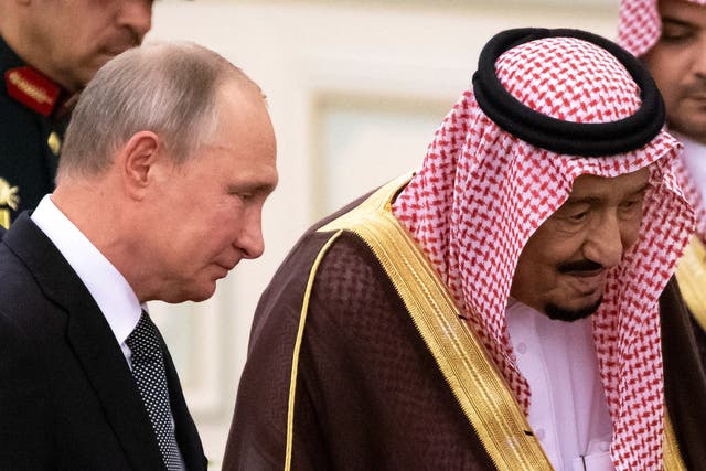 Russian President Vladimir Putin and Saudi Arabia's King Salman.