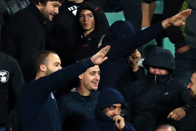 Bulgaria fans make Nazi salutes during Monday’s Euro 2020 qualifier in Sofia
