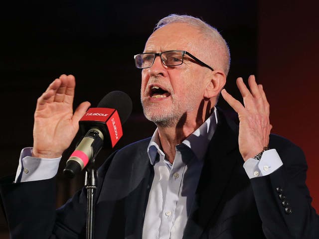 Jeremy Corbyn speaks during a rally in central London after the state opening of parliament