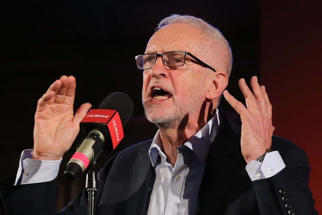 Jeremy Corbyn speaks during a rally in central London after the state opening of parliament