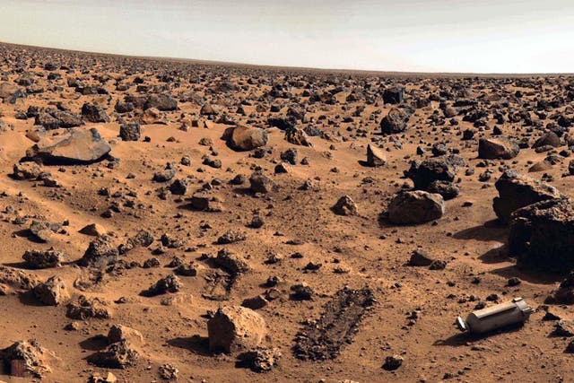 File photo taken on Mars approximately in September 1976 at Utopia Planitia by the US. Viking 2 unmanned spacecraft