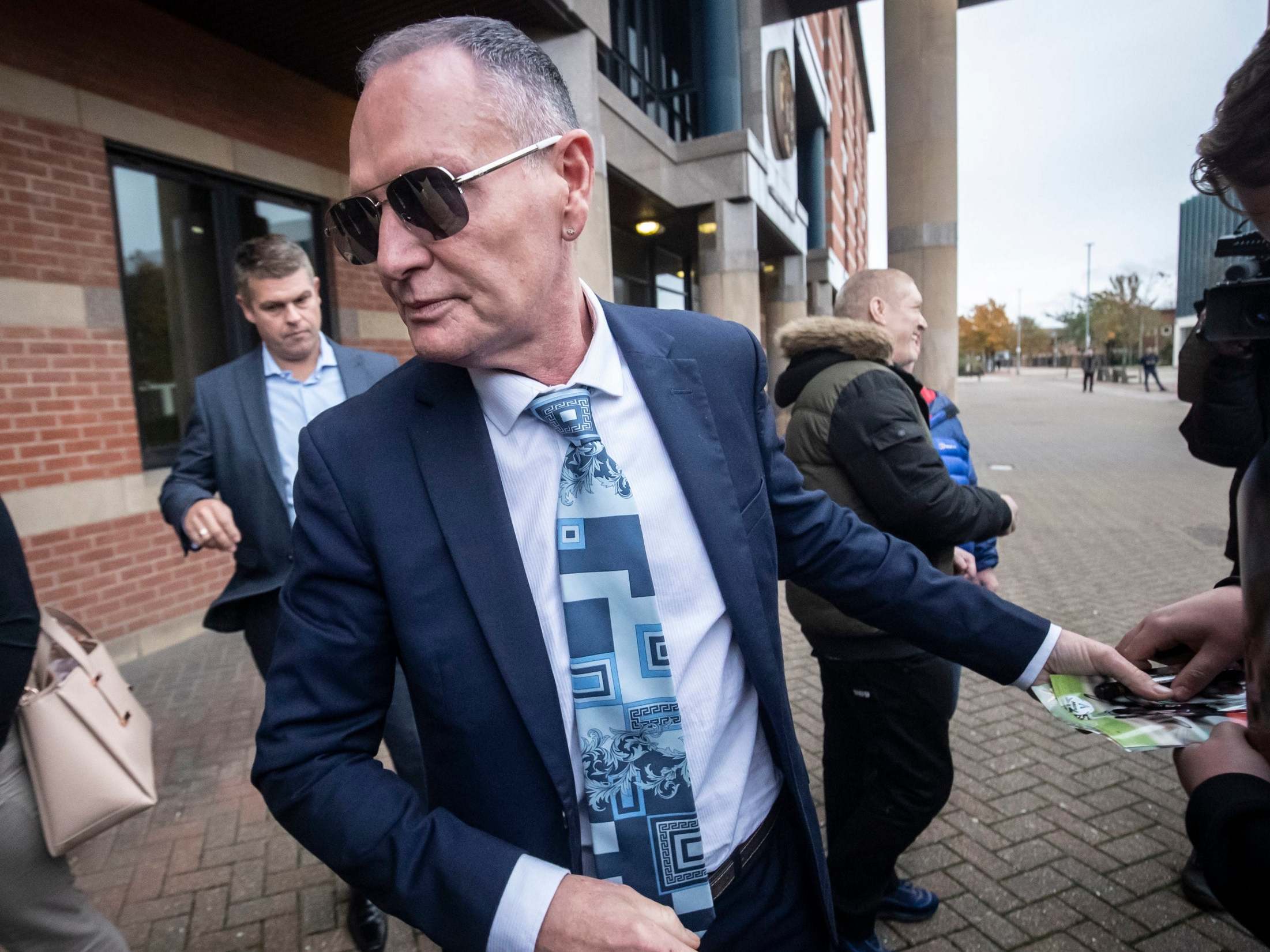 Former England footballer Paul Gascoigne leaves Teesside Crown Court in Middlesbrough on Monday