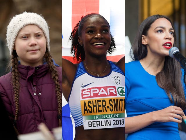 Greta Thunberg, Dina Asher-Smith and Alexandria Ocasio-Cortez
