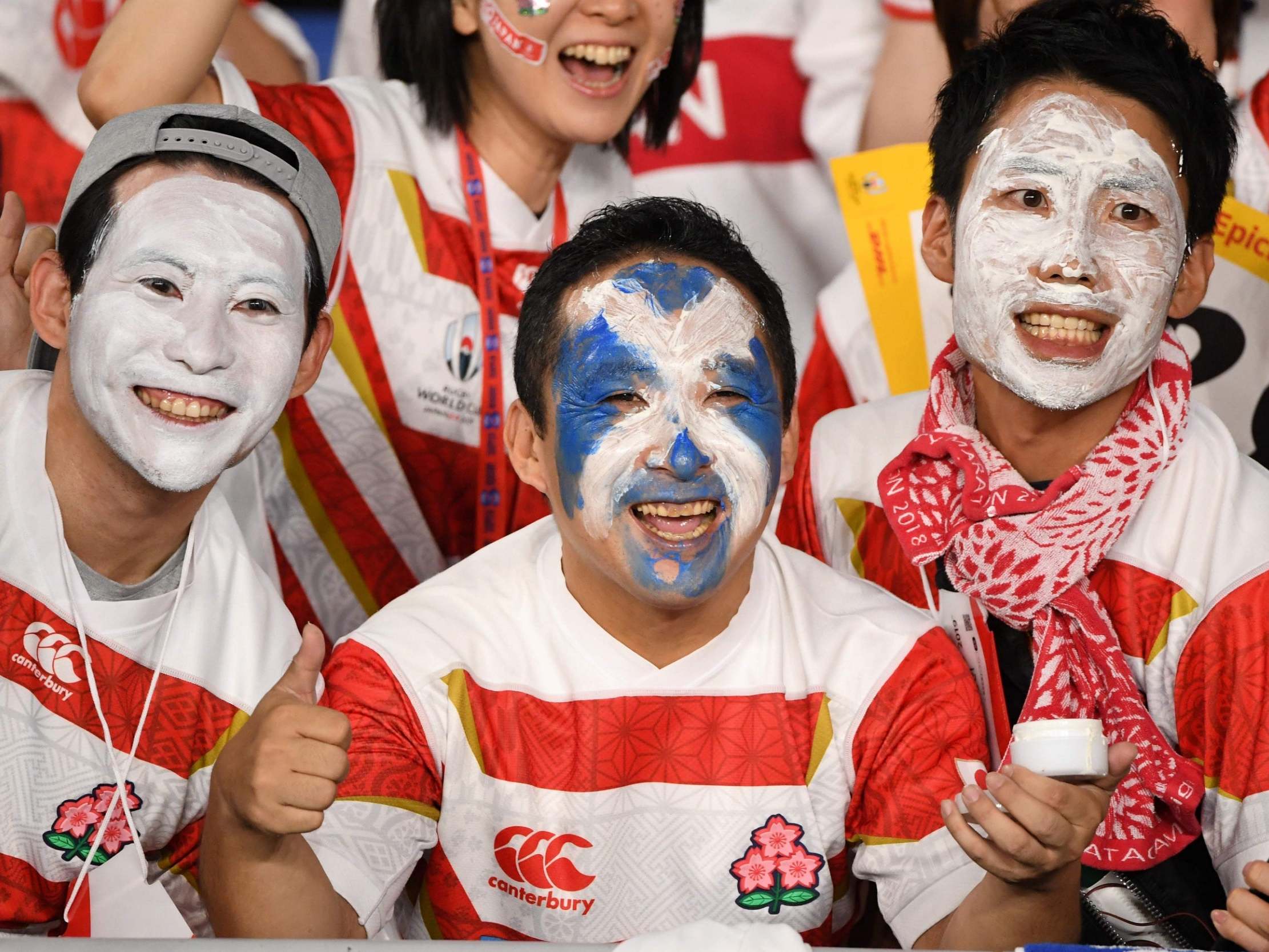 Fans await the start of the Japan 2019 Rugby World Cup Pool A match