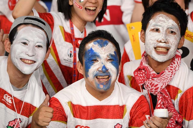 Fans await the start of the Japan 2019 Rugby World Cup Pool A match