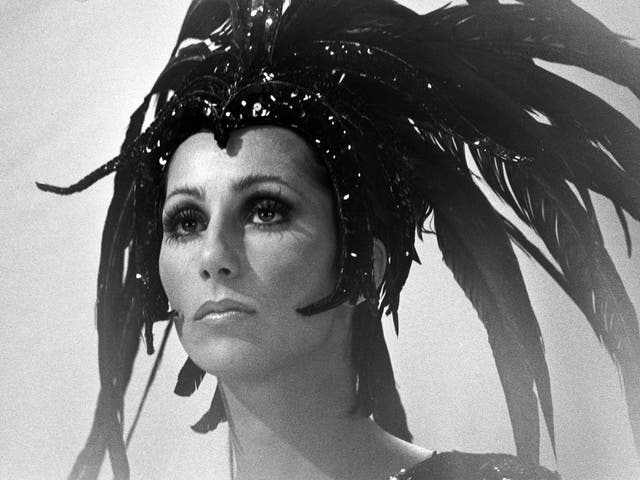 Cherilyn Sarkisian LaPiere – aka Cher – in feathered headdress on a 1973 episode of ‘The Sonny and Cher Comedy Hour’