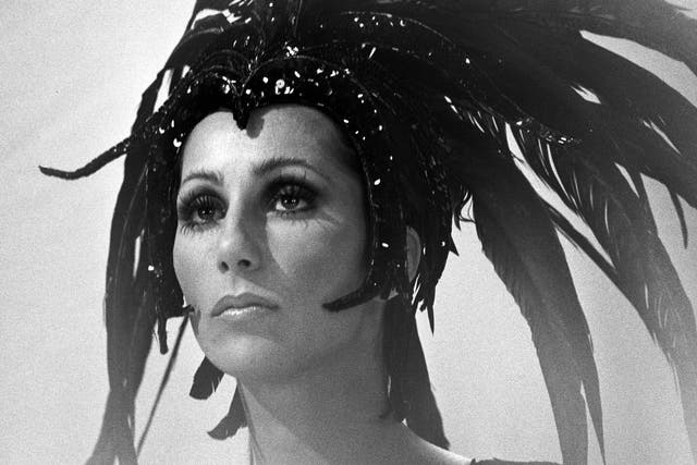 Cherilyn Sarkisian LaPiere – aka Cher – in feathered headdress on a 1973 episode of ‘The Sonny and Cher Comedy Hour’