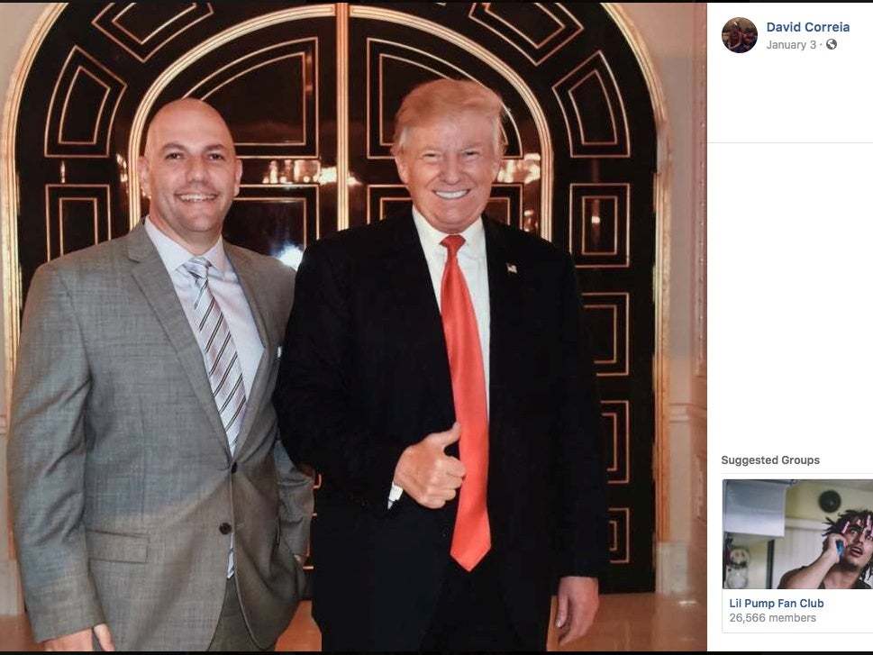 An undated screenshot of Mr Correia's Facebook appears to show the arrested businessman posing with Donald Trump