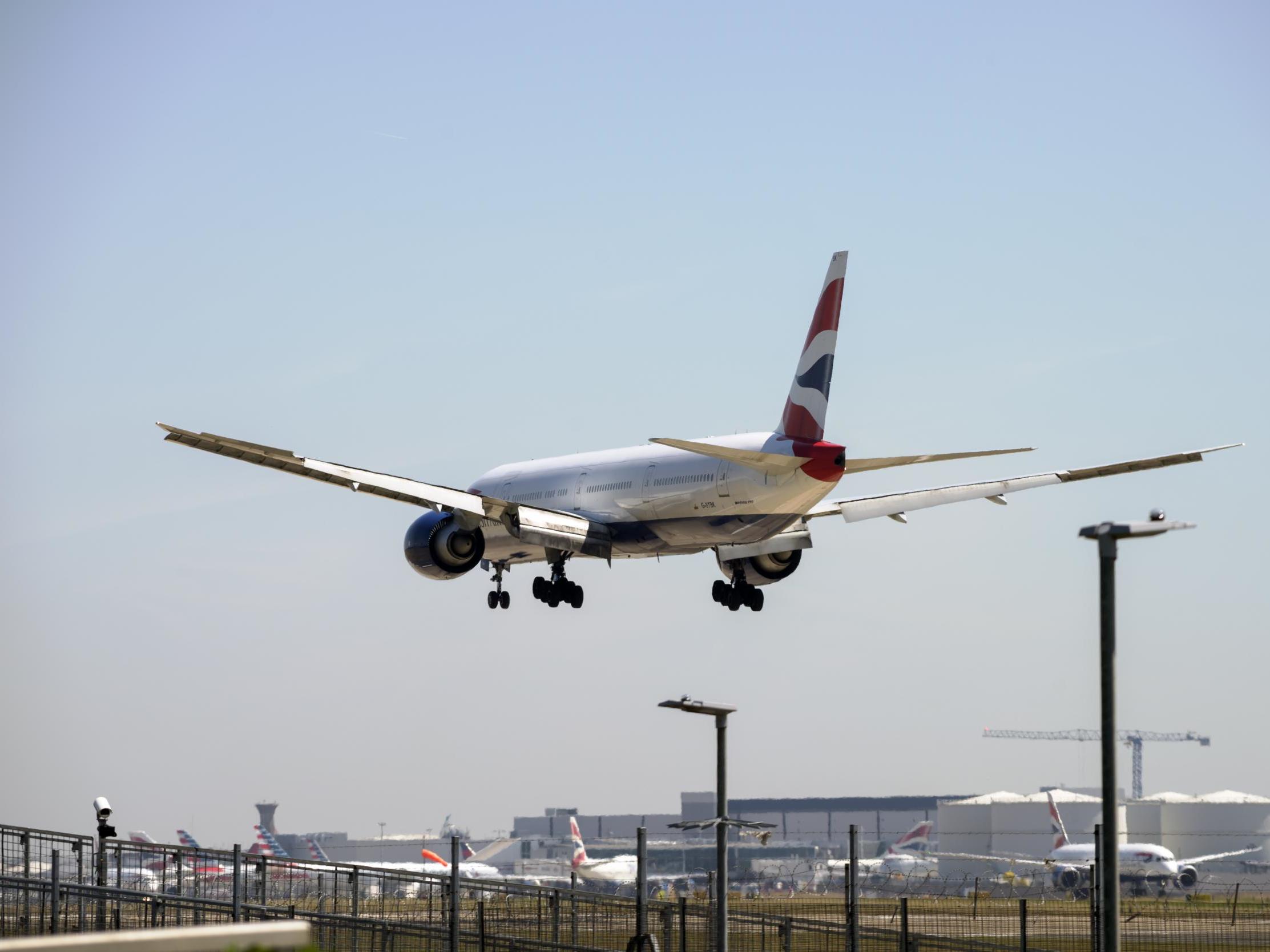 British Airways jet landing at Heathrow