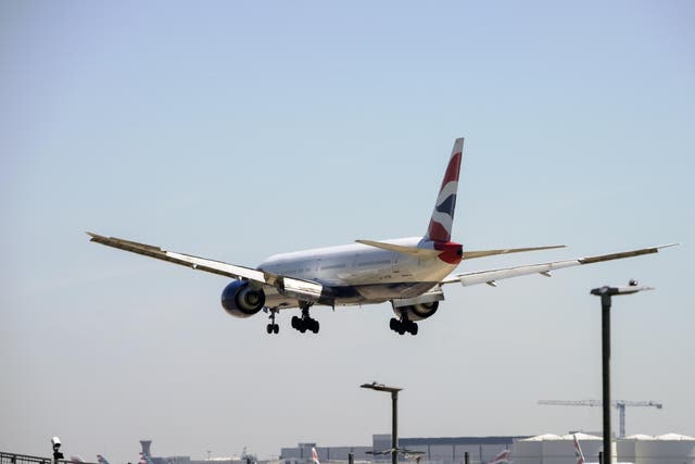 British Airways jet landing at Heathrow