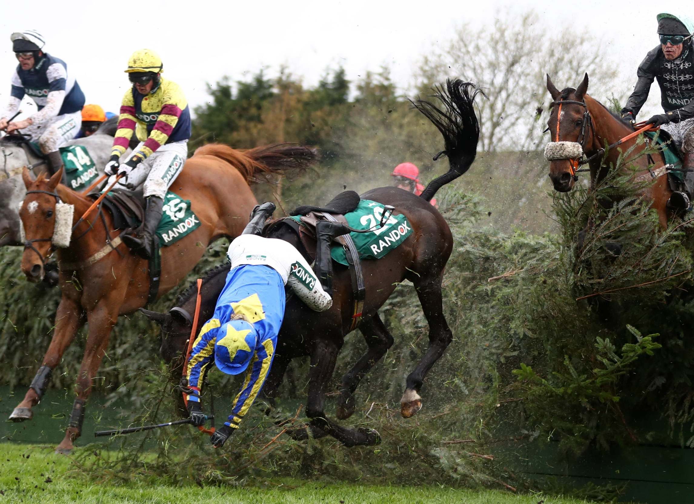 Jockey Charlotte Crane falls off Seefood at Becher’s Brook during April’s Grand National meeting at Aintree