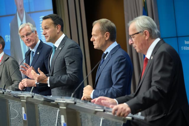 Michel Barnier, Leo Varadkar, Donald Tusk, and Jean-Claude Juncker