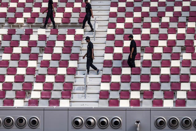 Air-conditioning vents blow out cold air into a stadium in Doha for the World Athletics Championships last month