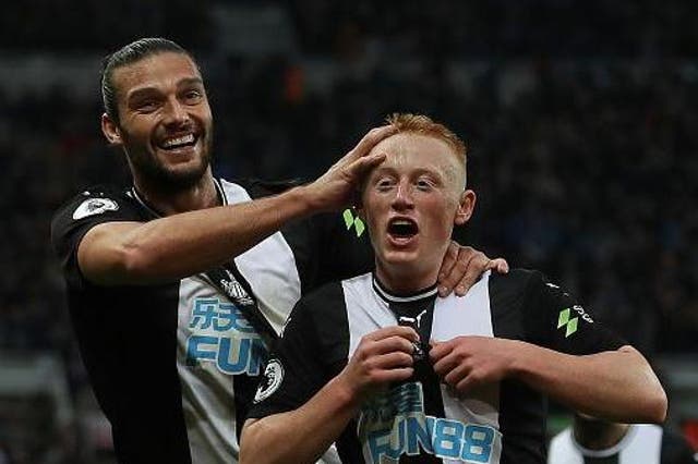Matty Longstaff celebrates scoring for Newcastle