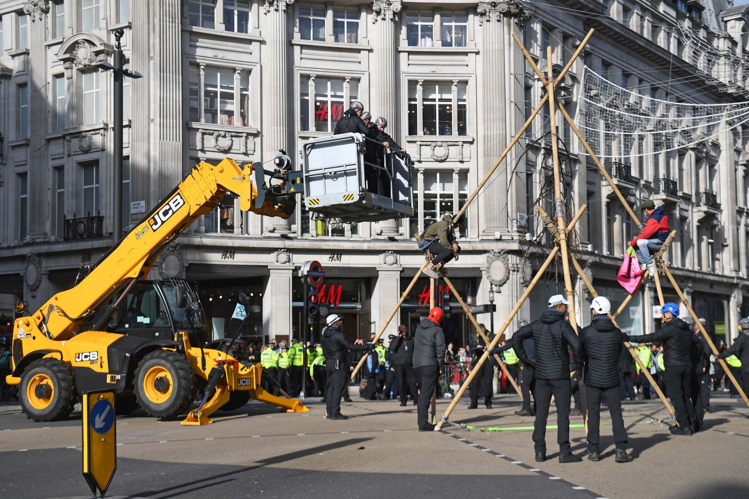 A JCB was used to remove the climate protesters