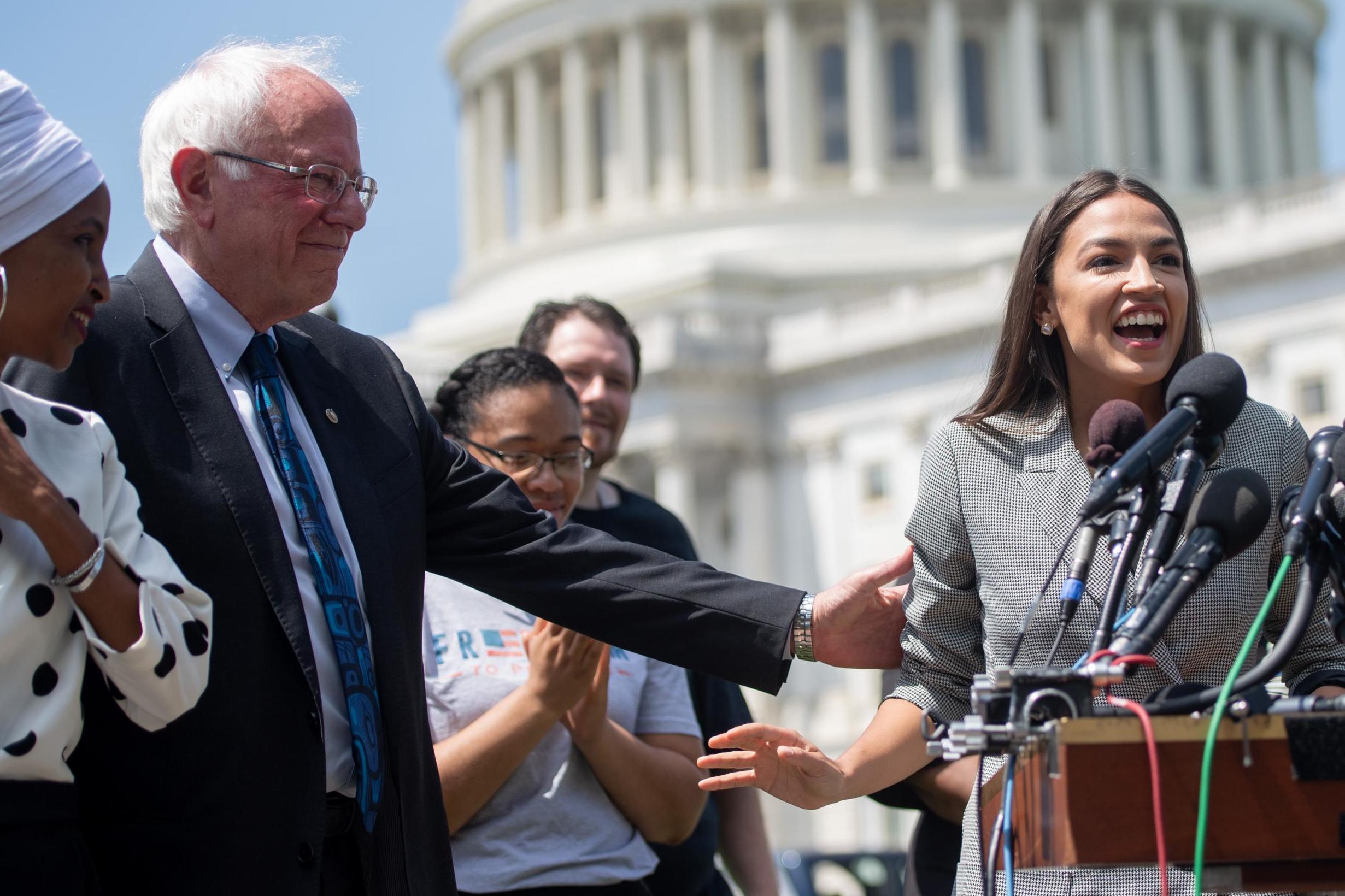 AOC endorses Bernie Sanders at major rally, lending support to 2020 hopeful after he suffers a heart attack