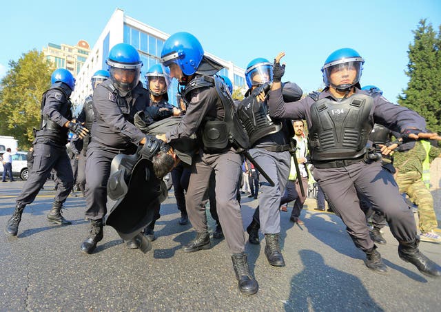 Police detained more than 80 protesters in central Baku