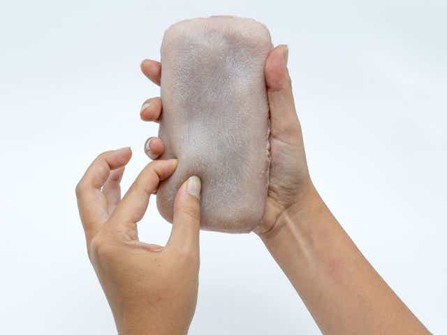 The prototype, which has been designed to look like and mimic human skin, responds to different forms of human contact