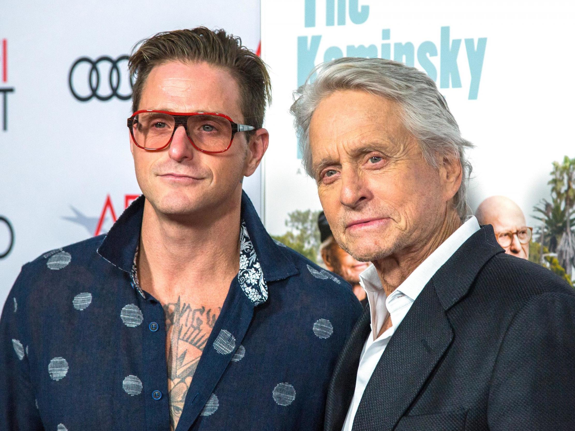 Cameron Douglas and Michael Douglas at a Netflix event in 2018