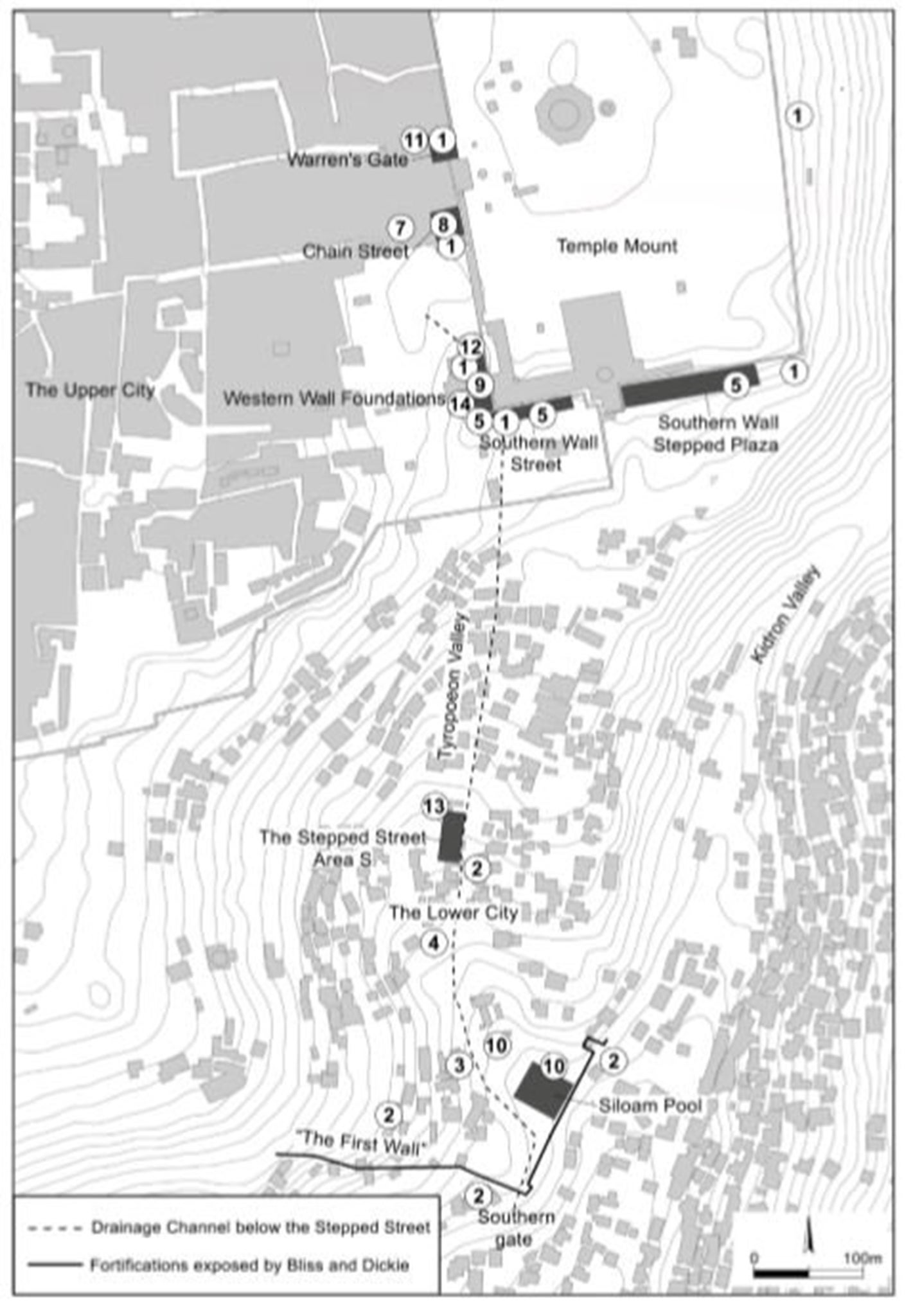 Map plots excavation sites along the road