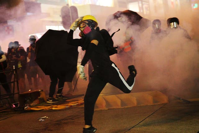 Police officers fired tear gas at protesters during the rally