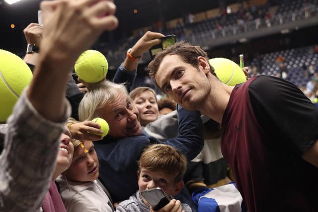 Andy Murray with fans after winning in Antwerp last month